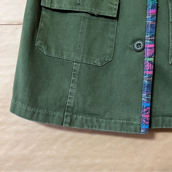 Jen's Pirate Booty x Free People Military Utility Jacket Boho Trim Green Size S - Picture 7 of 15